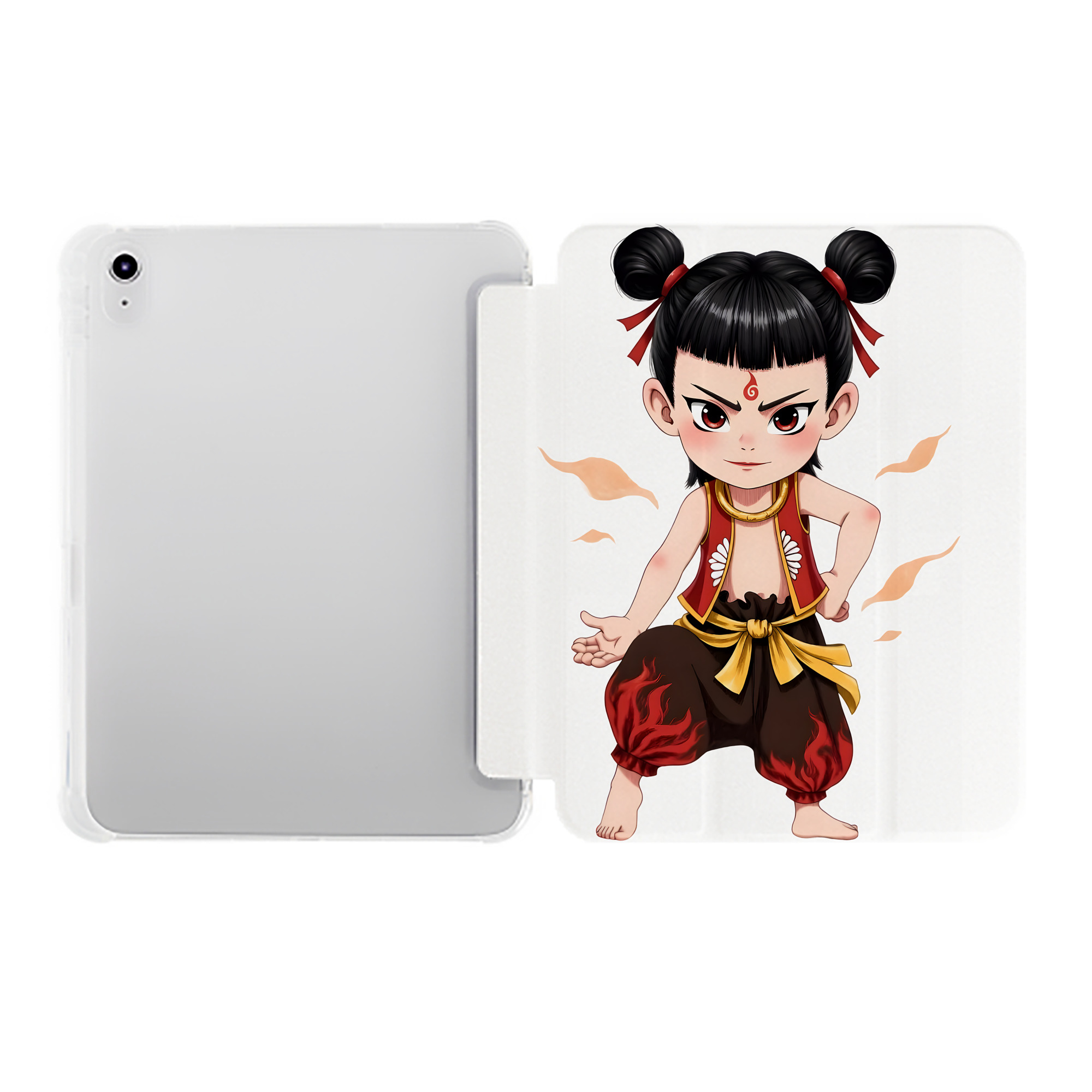 （画像用） Ne Zha 2 ナタ 魔童の大暴れ IPad ケース ペン収納付き 三つ折りスタンド PUレザー×シリコン 対応機種9.5/10.5/10.9インチ